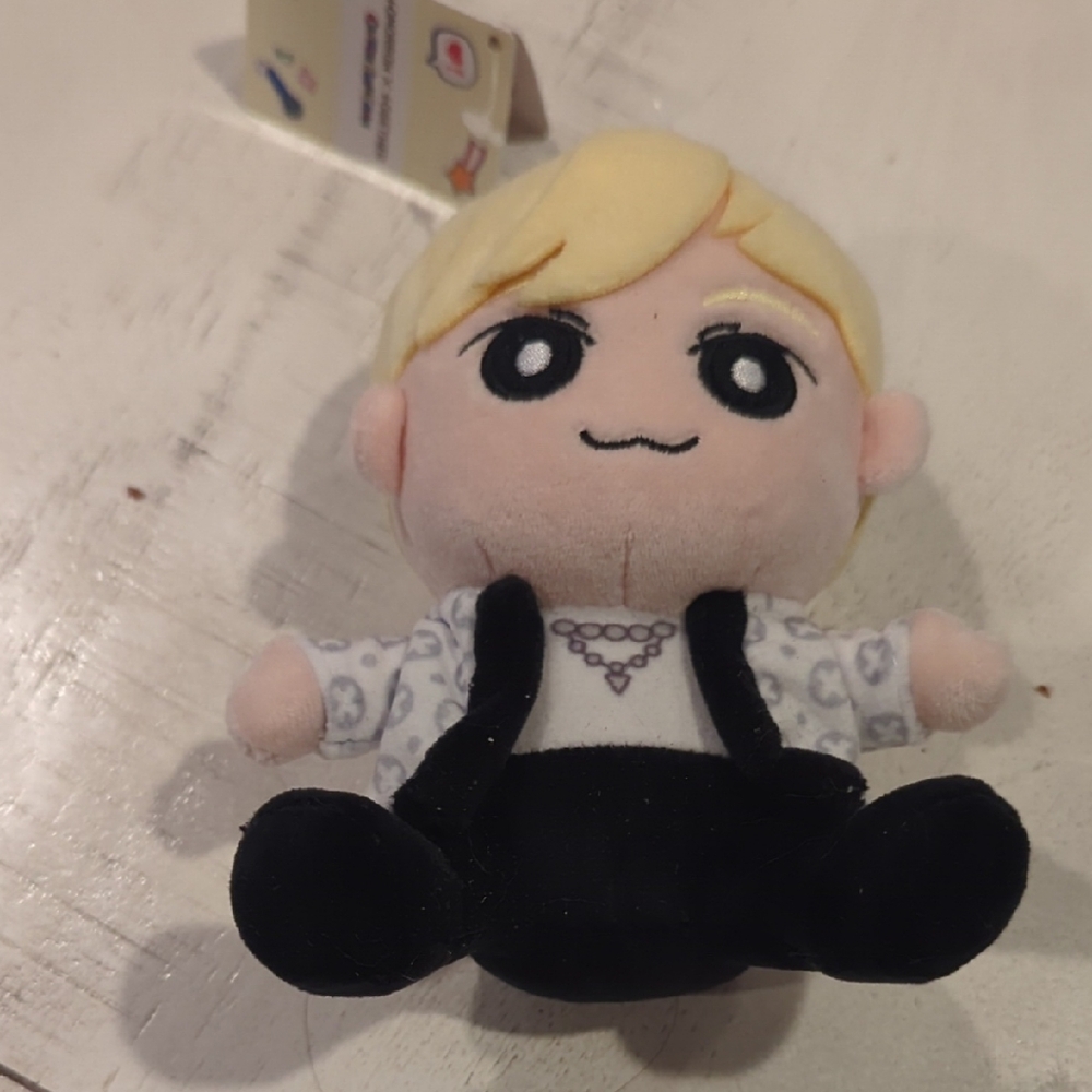 Cute Plush Doll with Black and White Outfit